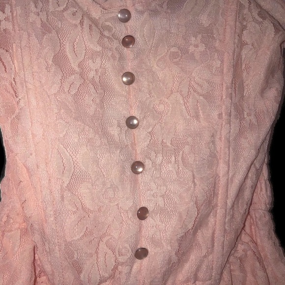 NWT PINK LACE PEPLUM TUBE TOP - Picture 3 of 6